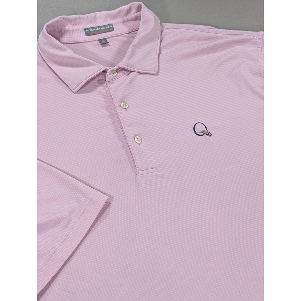 Peter Millar Summer Comfort Shirt Mens Extra Large Pink Striped Golf Polo